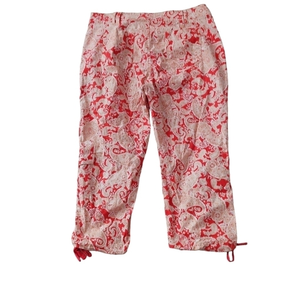 Coldwater Creek Orange Paisley Print Cargo Capris - Picture 2 of 7